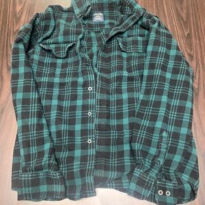 Faded Glory Teal and Black Flannel